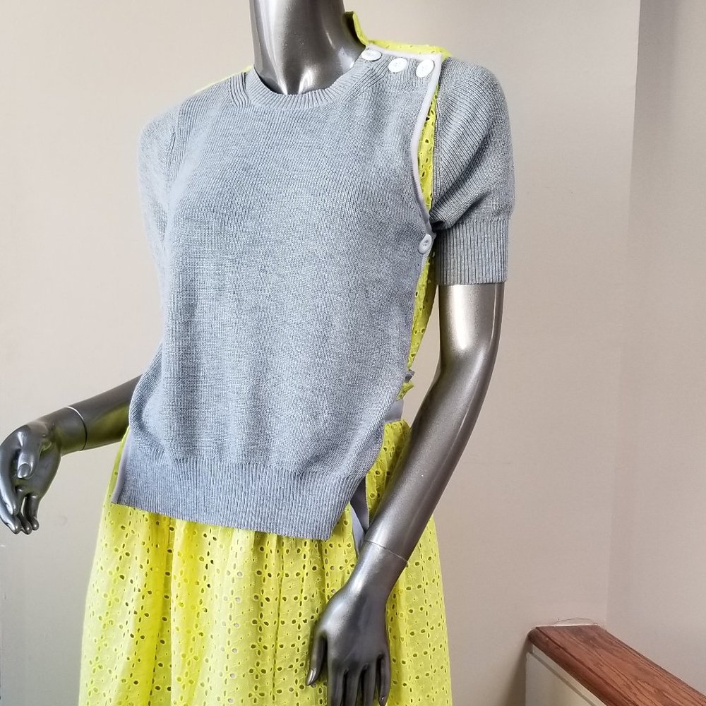 One Piece Grey Knit Top with Yellow Skirt